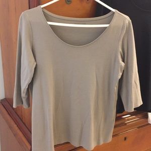 Eileen Fisher 100% cotton grey 3/4 Sleeve shirt